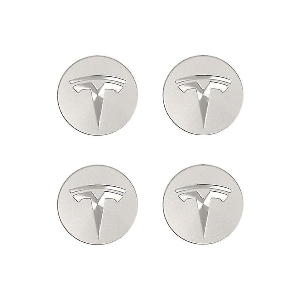 Passar Tesla Tesla Model 3 Navcentrumslock - Silver Silver Logotyp (blank) (fyra förpackningar)