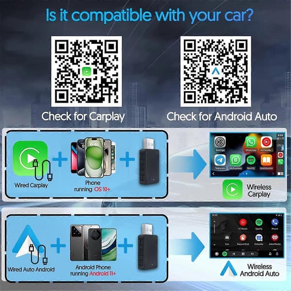 Understøtter Wifi6 Ny Adapter Carplay Android Auto Boks Dongle til Kablet til Trådløs Egnet til De Fleste Bi