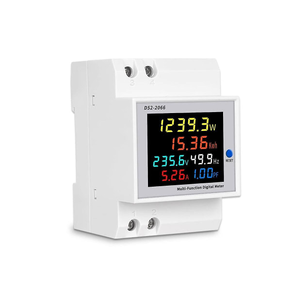 Digital 1-faset AC 40-300v 100a Din Rail 6 I 1 Voltmeter Amperemeter Watt Kwh Frekvensmåler 110