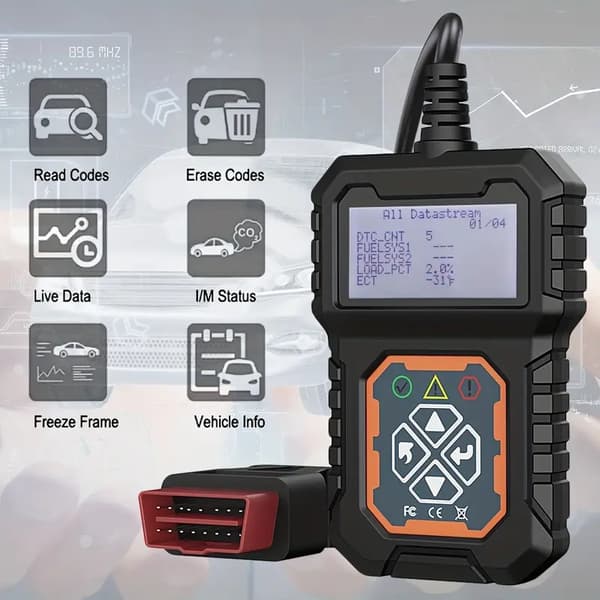 Bilkodelæser, OBD2 Billampeskodescanner Check Engine Light Fejlkodelæser Scanner EOBD CAN Protokollen Diagnostisk Værktøj til 12V OBDII Biler Siden 1996