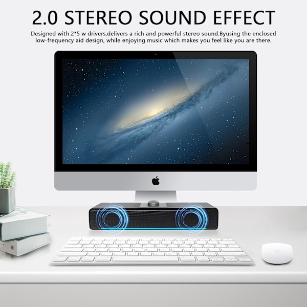 Bluetooth-högtalare för dator, Bluetooth-spelhögtalare för dator, stereoljud med USB-strömförsörjning