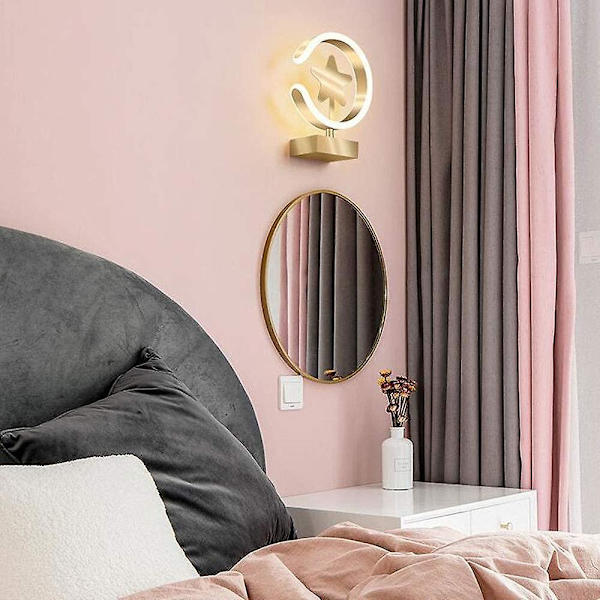 Nordisk Enkel Moderne Væghængt Lampe Natskærme Lys Prestige Kreativ Stjerner Opholdsstue Baggrund Baggrundsdekorationer Vægmale Led Lys Wh