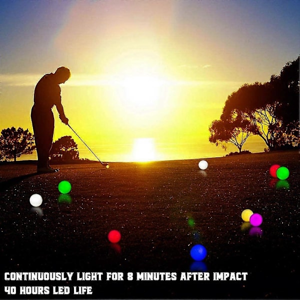 PPIAO LED Golfbolde Farverige Lysende Golfbolde Nat Golfbold Gløder I Mørket Glødende Golfbolde Perfekt Til Nattræning Og Langdistance Golf