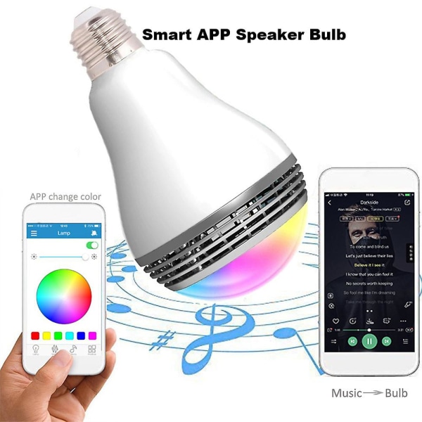 2023 Ny Hot Bluetooth Smart Music Lyspære - App-kontrollert Rgb fargeendring, timer og alarmfunksjonalitet (7w varm-hvit - hvit, Rgb, E26/27)