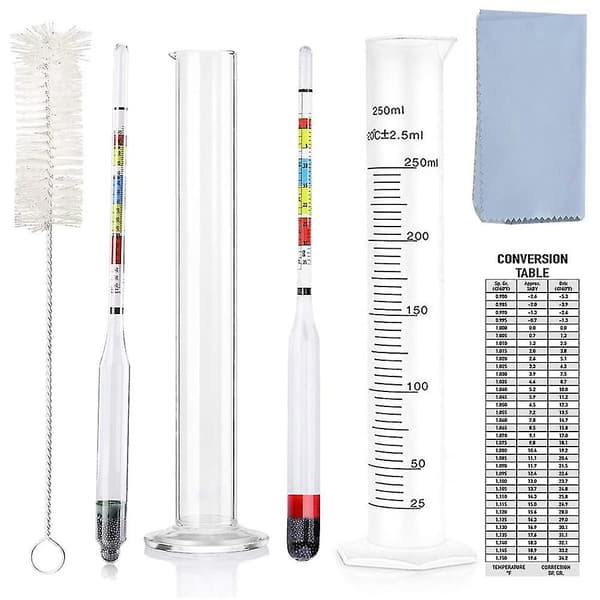 Øl-hydrometer, hydrometer testsett, trippelskala hydrometer for vinproduksjonssett øl-hydrometer