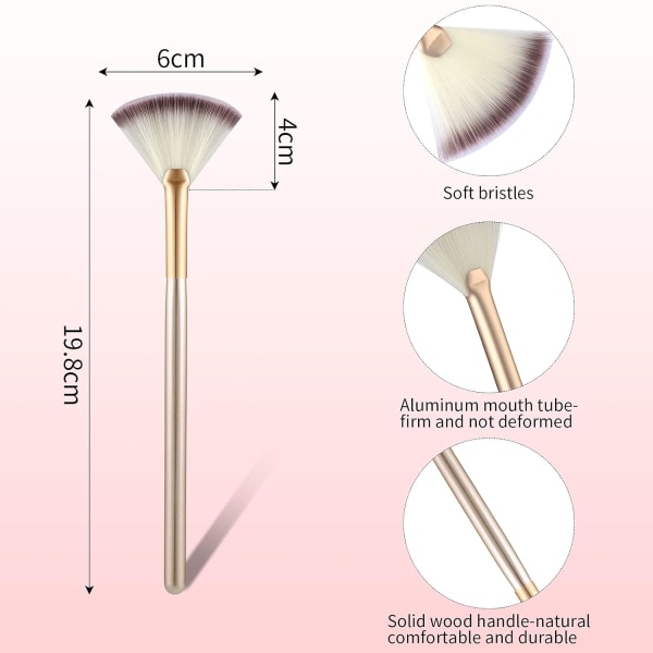 3-Pack Slank Blød Ansigts Fan Brush Ansigts Brush Fan Mask Brush, Blød Makeup Brush Eksfolierende maske Makeup Tools Makeup Multi-Use Mask Acid Applicator E