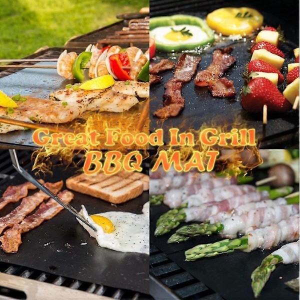 Bakematter (3 stk, 40 * 33 cm) Grill, Grillmatte Sett, Non-Stick Teflon Ovn Bakematte, Gjenbrukbar, Lett å Rengjøre og Non-Stick, Kan Klippes