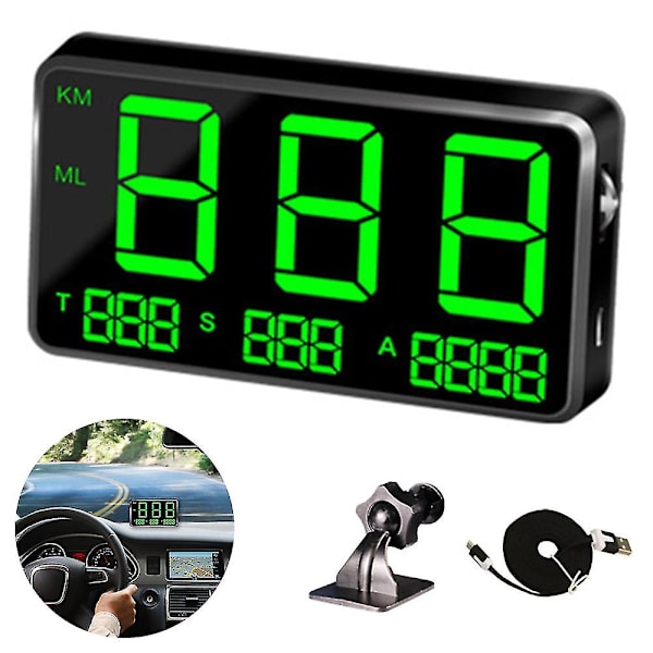 Universal Hud Heads Up Display Stor Skärm Digital Hastighetsmätare Höjd Fg