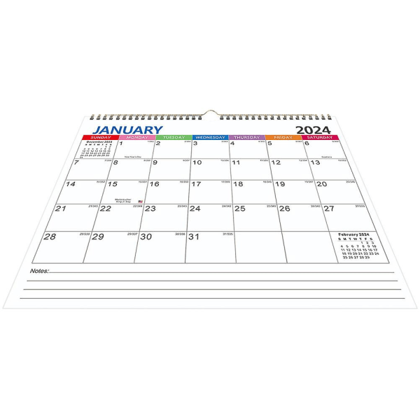 Väggkalender Engelsk kalender Månadskalender Vägghängande kalender för dagligt bruk