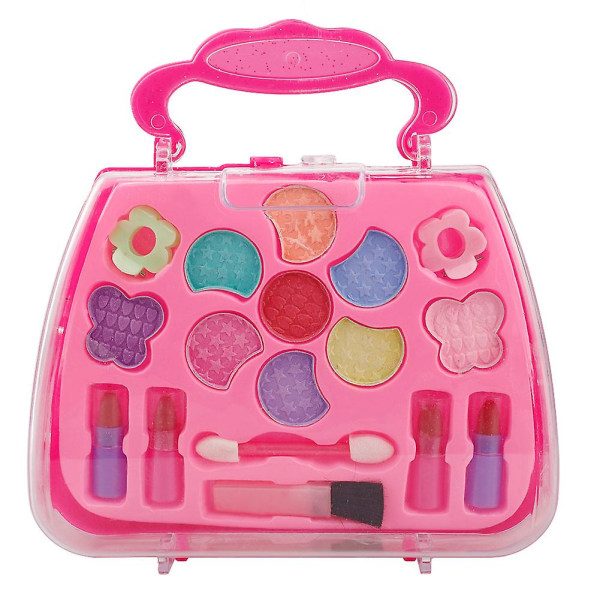 Princess Makeup Set Barnleksak Kosmetisk låtsaslek Kit Girl Present med case(slumpmässig färg)