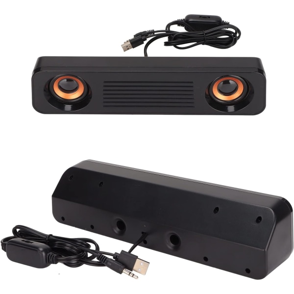 Laptophögtalare, trådbundna högtalare med HiFi Stereo Subwoofer, USB -drivna Mini Soundbar-högtalare för TV, dator, surfplatta, telefon