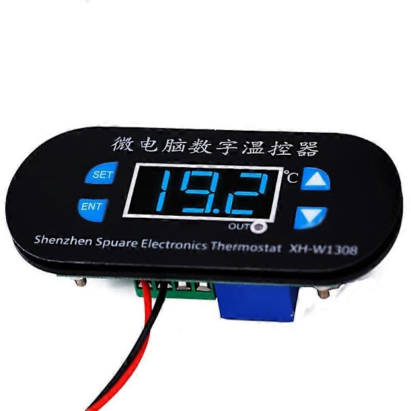 W1308 DC 12V Digital Kjøle- og Varmesensor Temperaturregulator Justerbar Termostatbryter Termometerkontroll Blått Lys