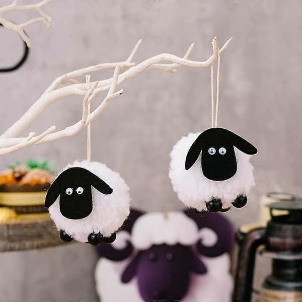Lammornament i polyester och tyg 2/4-pack för juldekoration A 2pcs
