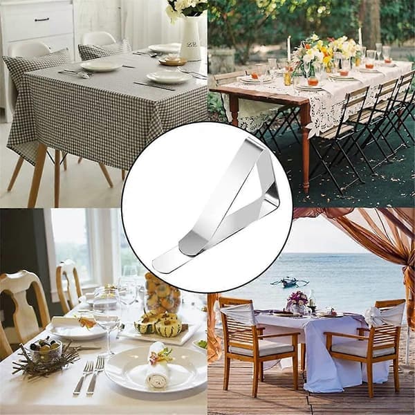 Dugclips i rustfrit stål til bryllup, picnic, dugclips, fikseringsclips til restaurantdug