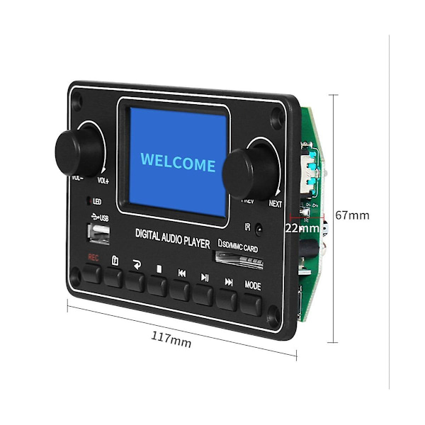 LCD MP3-spelarmodul 28x64 Display Bluetooth Digital Audio Dekoderkort TDM157 USB SD BT FM för C