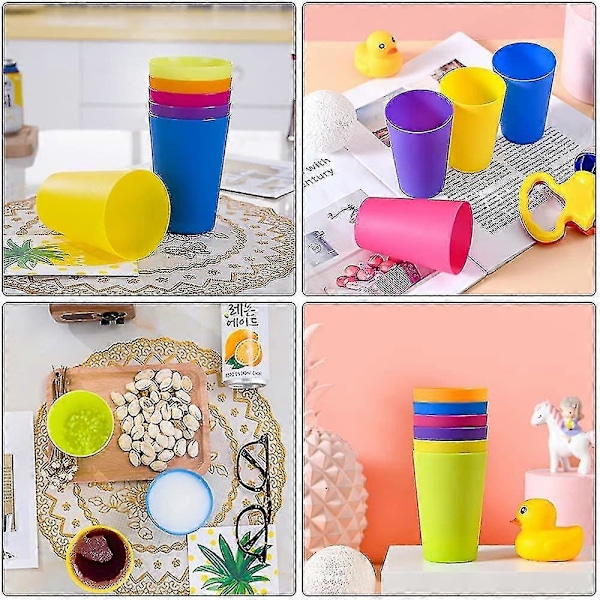 24 st återanvändbara plastmuggar, 6 ljusa färger plastmuggar för barn, camping