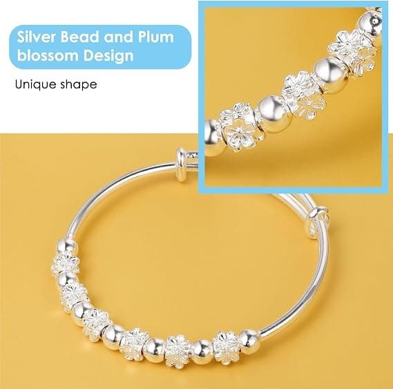 925 Sterling Sølv Perle Roterende Armbånd, Justerbart, Trykkreduserende Armbånd