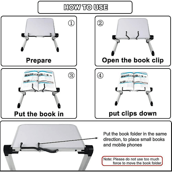 Justerbar Bokstativ, Justerbar Høyde Og Vinkel, Ergonomisk Bokstativ Med Papirklips For Store Skolebøker, Tablet