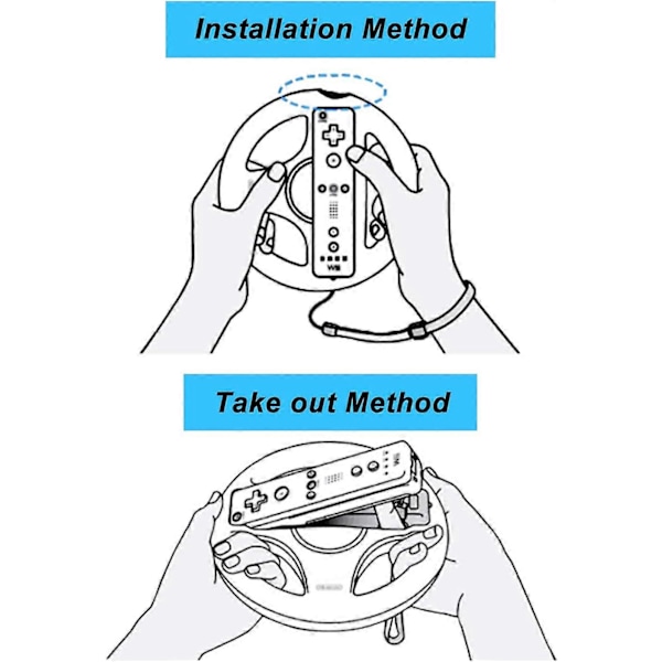 2 * Ratt for Wii, Racing Ratt Joystick Wii Hjul Wii Racingspill Ratt Mario Kart Racing Plast Ratt Spilltilbehør