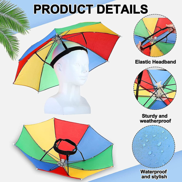 Sunjoy Tech paraplyhatt, 22 tums handsfree cap Anti- cap för vuxna och barn, fiske Golf Trädgårdsskötsel Solskydd utomhus huvudbonader