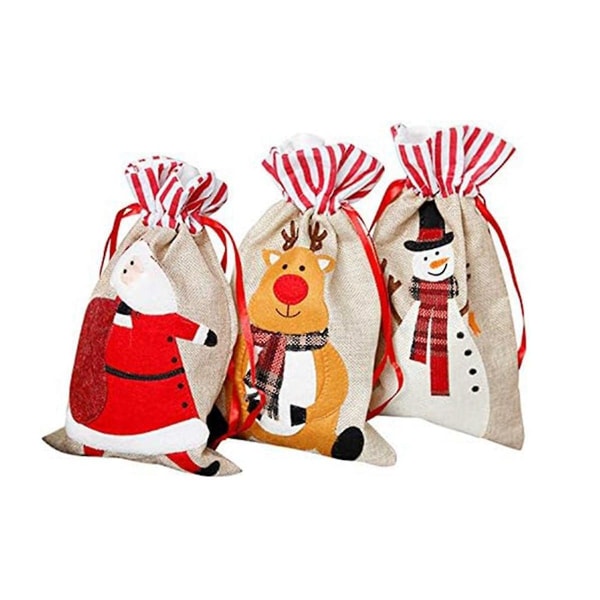 Joulun karkkilaukku, jossa on kiristysnauha Lahjakassit Xmas Säkkikangas Söpöt pussit lomajuhliin