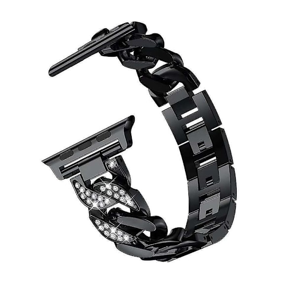 Bling Armband Kompatibel med Apple Watch 42mm 44mm 45mm Män Kvinnor Rhinestone Legering Länk Band Iwatch Serie 7/6/5/4/3/2/1/SE Metall Armband (B