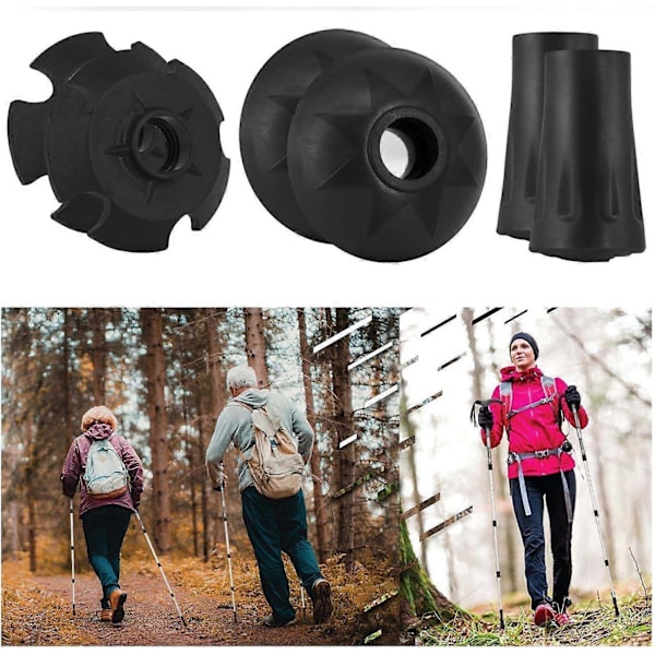 Vandrestavsspidser, Trekkingstangstilbehør Gummispidser, Sæt med 6 Snesupport Mudderstøtte Udskiftning til Vandrestave til Alle Almindelige Trekkingstænger