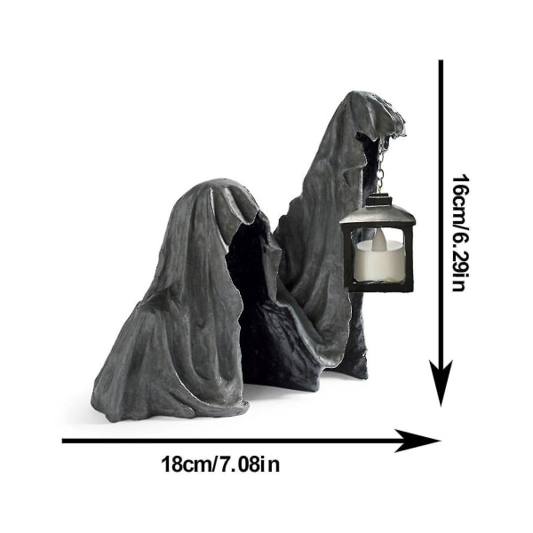 Harpiks bordplate dekorasjon Skulptur, Halloween Reaper Lantern Statue, Reaper Resin bordplate dekorasjon Skulptur dekorasjon