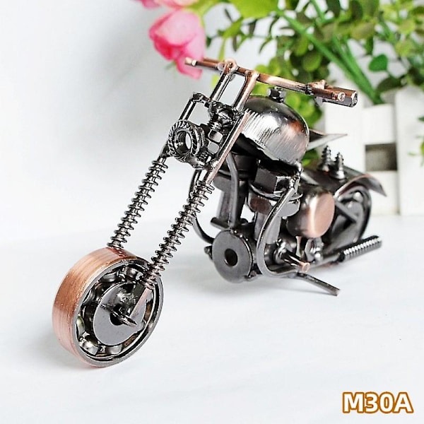 14cm Motorcycle Model Retro Motor Figurine Metal Decoration Handmade Iron Motorbike Prop Vintage Home Decor Kid Toy