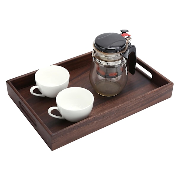 Träfrukostbricka med spår för te, kaffe, frukt, snacks - Rektangulär
