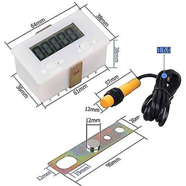 Digitaalinen 0-99999 laskuri 5 numeroa Plus Up mittari + lähestymiskytkin anturi magneettisella