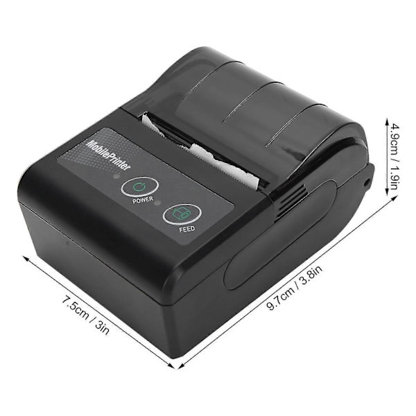 Bluetooth Termisk Kvittoskrivare Bärbar Biljett Pass Räkning Mini Etikettmaskin 100?240VEU Plugjs