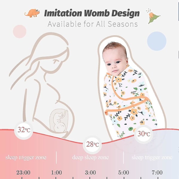 Babysvøb omslag Blødt bomuldssvøb tæpper til nyfødte 0-6 måneder. Pakke med 3 (lyserød gave