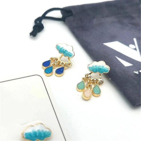 S925 Silver Needle Weather Theme Rainy Cloud Earrings, Cute Little Fresh White Cloud Raindrop Earrings (raindrop) -krygv