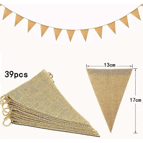 Living Value 3 kpl. Wimppeli ketju Wimppeli Garland Vintage Jute Bunting Banner 8,4M Imitoi pellavaa Hessian Garland Rustic Decoration Syntymäpäiville