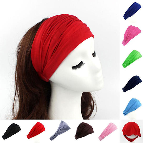 Fashion Dam Cotton Hårband Hårband Wrap Hals Solid Färg För Huvud Scarf 3 I