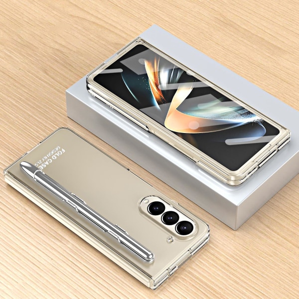 For Samsung Z Fold 5-etui med kapasitiv penn- og penneholder, innebygd skjermbeskytter Galaxy Z Fold 5-etui, Støtsikkert etui Z Fold 5