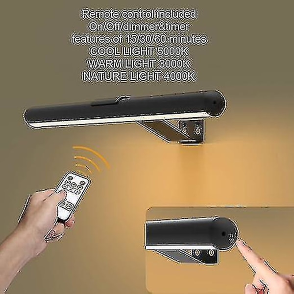 Trådløse Billedelys med Timer, 2 i 1 Genopladelig Batteri Maleri Lys, Display Lampe med 3 Lystilstande, Billedelys til Væggen, Dartbræt