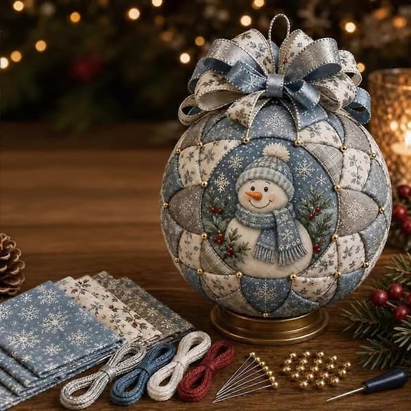 Gør-det-selv Patchwork Julepyntssæt, Syfrit Quiltet Stofkugle Håndværksforsyninger B Small