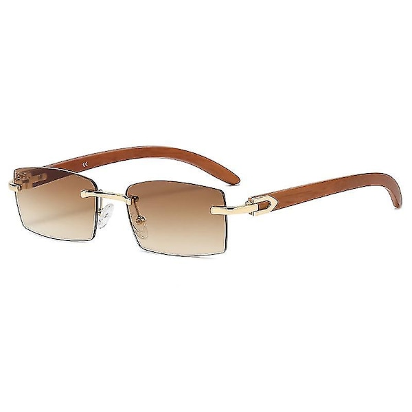 Rimless rektangulära solglasögon Tonade ramlösa glasögon Vintage transparenta rektangulära glasögon för män