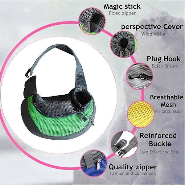 Bärväska för katt/hund, Sling Bag för hund och katt, Hundvalp, Kattskuldra, Husdjur Sling Bag Bärväska