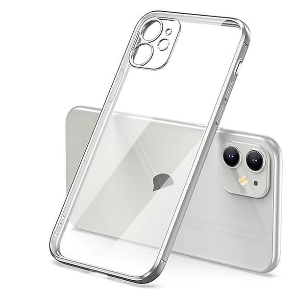2kpl Luxury Plating Transparent Case For Iphone 12pro Max Square Frame Silicone Clear Back Cover Case