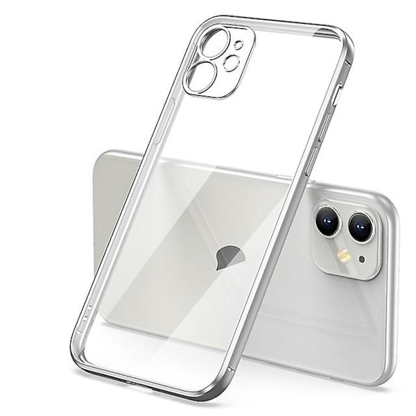 Luxury Plating Transparent Case For Iphone 8 Square Frame Silicone Clear Back Cover Case
