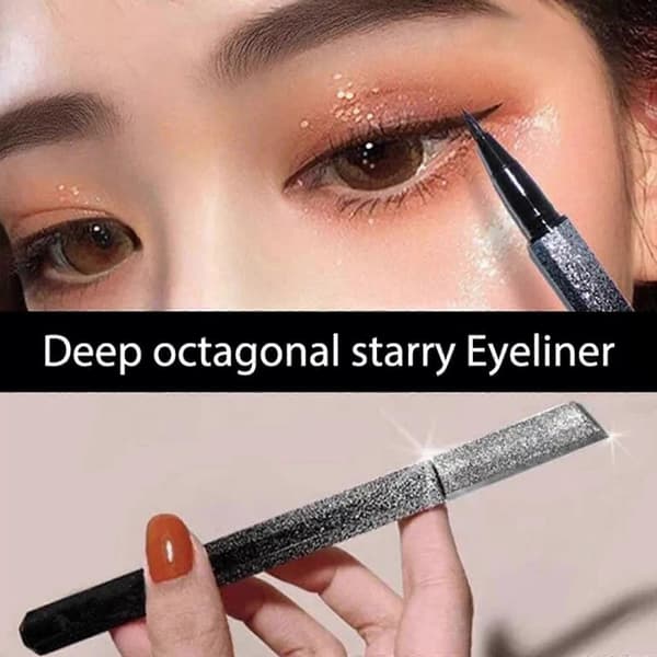 4D Starry Sky Eyeliner Vandtæt Flydende Make Up Sort Langtidsholdbar Tørring, U:K