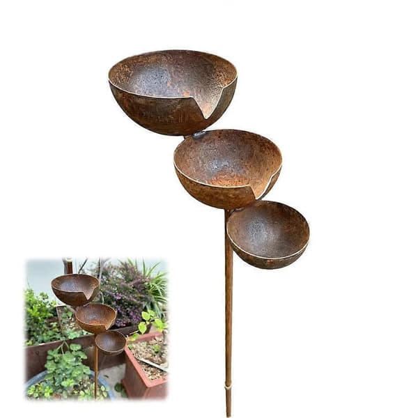Metallisk regnfångarstake Trädgårdsoas Rustik metallkonst Regnkaskad brown 1pcs