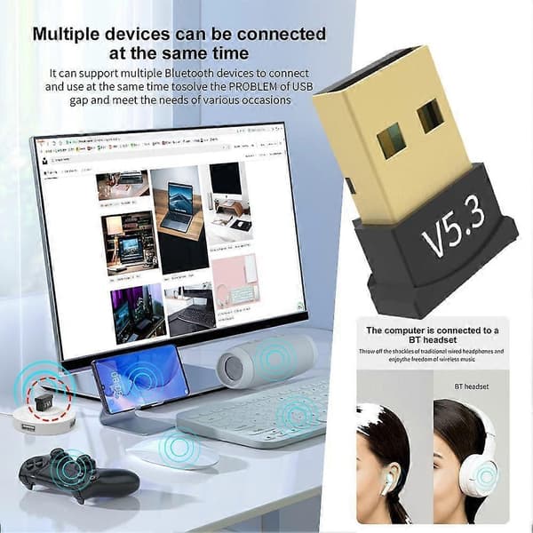 Langaton USB Bluetooth 5.3 -sovitin Bluetooth 5.3 -lähetin musiikkivastaanotin