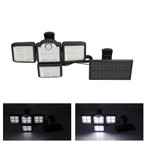 Utomhus Solcellsdrivna Lampor IP65 Vattentäta 198LEDs Rörelsesensorlampor med 4 Justerbara Huvuden