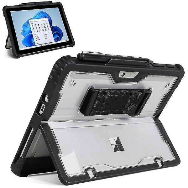 Robust fodral för Surface Pro 8 13\" med ställ och kraftig handledsrem Kompatibel med Type Cover-tangentbord - Svart
