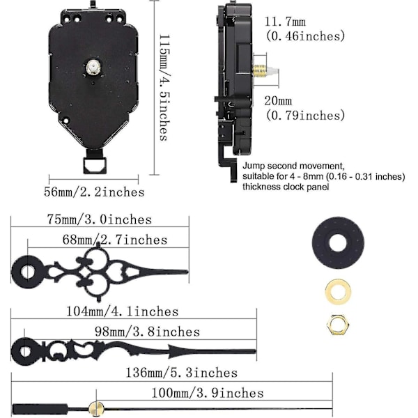 Heilurikelloliike Quartz DIY -liikepakkaukset Vaihtoheilurikelloliikemekanismiwanan
