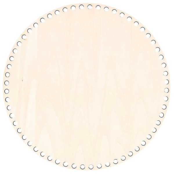 30 cm Naturlig trekurv Bunn med hull, sirkel blank trebunn for gjør-det-selv strikking Hekleveske Bo-YUHAO